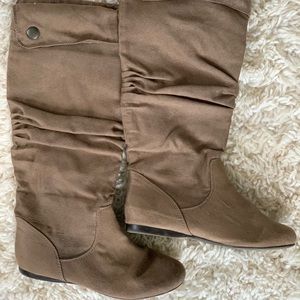 Tan Suede Slouch Boots